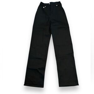 NEW Thakoon Black High Waisted Denim Wide Leg Jeans Size 0